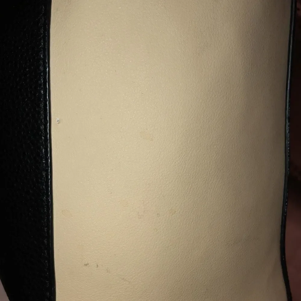 nanette lepore Darryl Color Block Black Camel Ivory Faux Leather Satchel